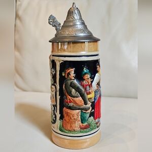 *Vintage German Stein "Trinke Stets Mill Mass und Zeit", 1/2 Liter Capacity
